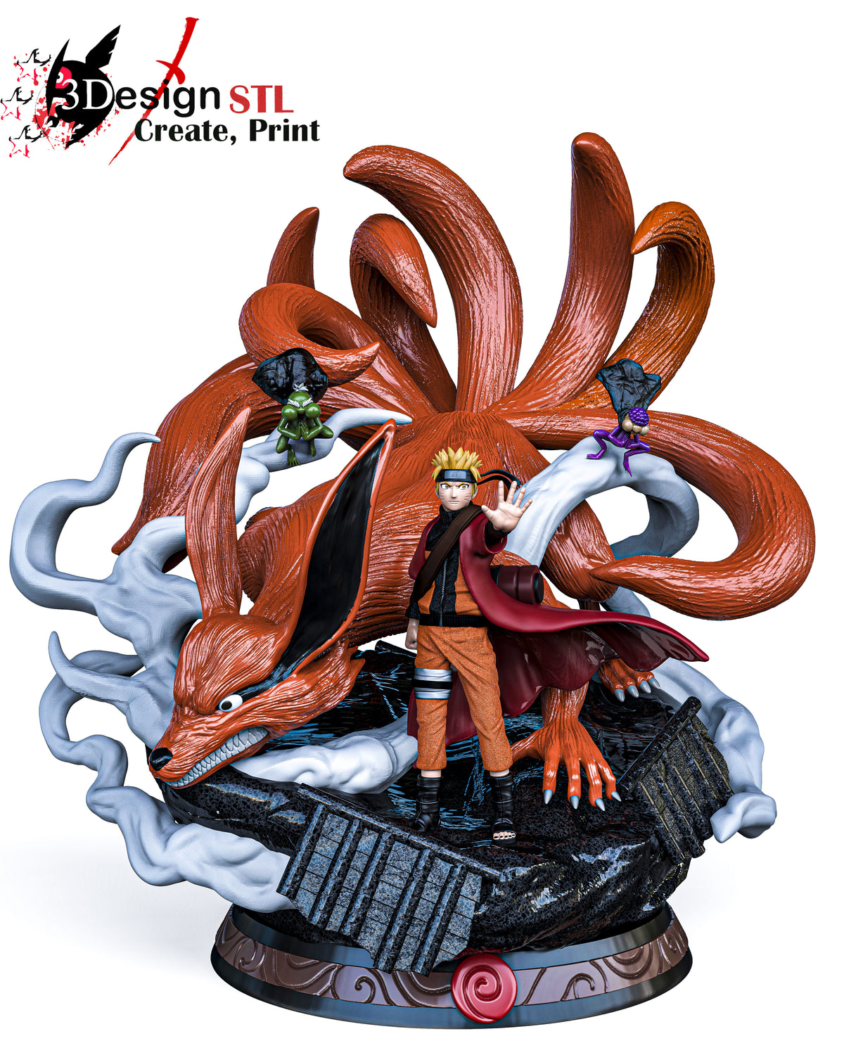 NARUTO X KURAMA  Prêt à Peindre/ Peint