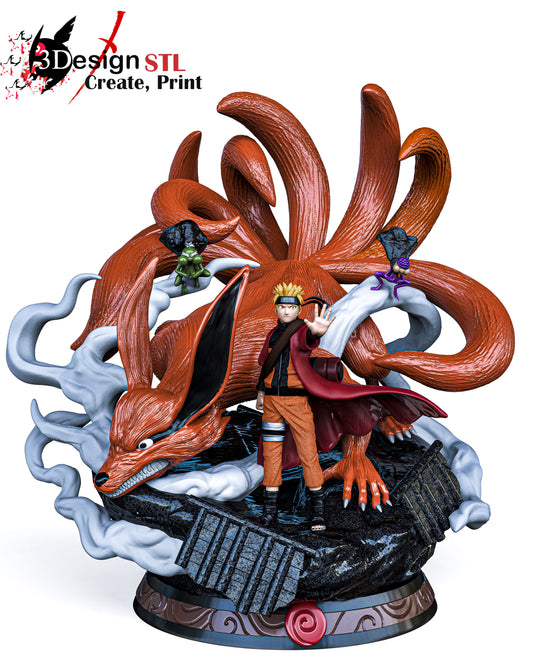 NARUTO X KURAMA  Prêt à Peindre/ Peint